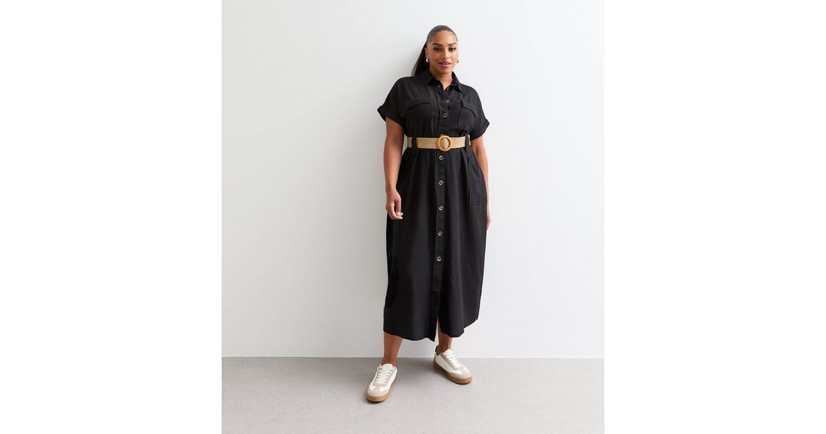 Dex Belted Utility Midi Dress in Medium Indigo Wash main image 1