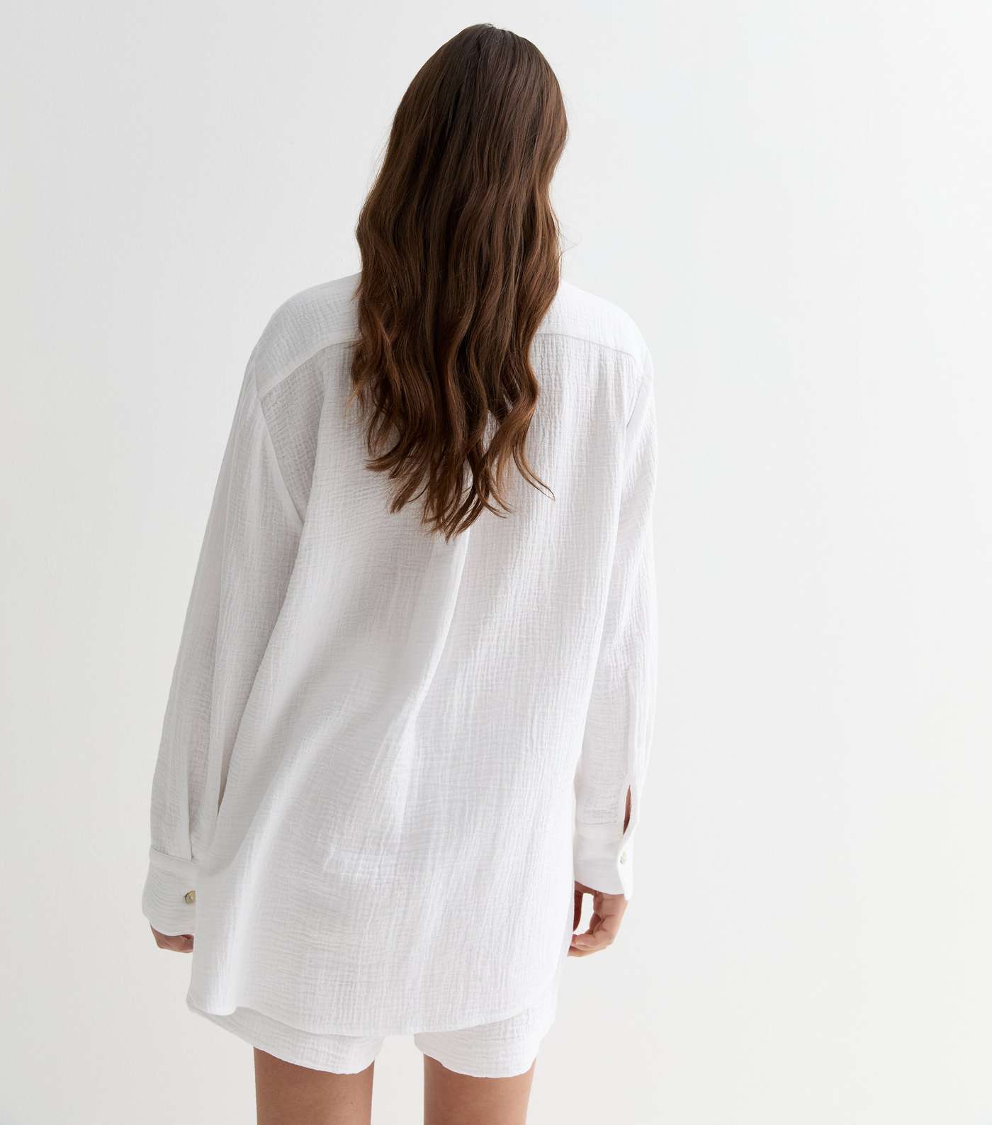 Off White Double Cloth Long Sleeve Shirt Image 4