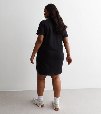 Curves Black Cotton Mini T Shirt Dress New Look