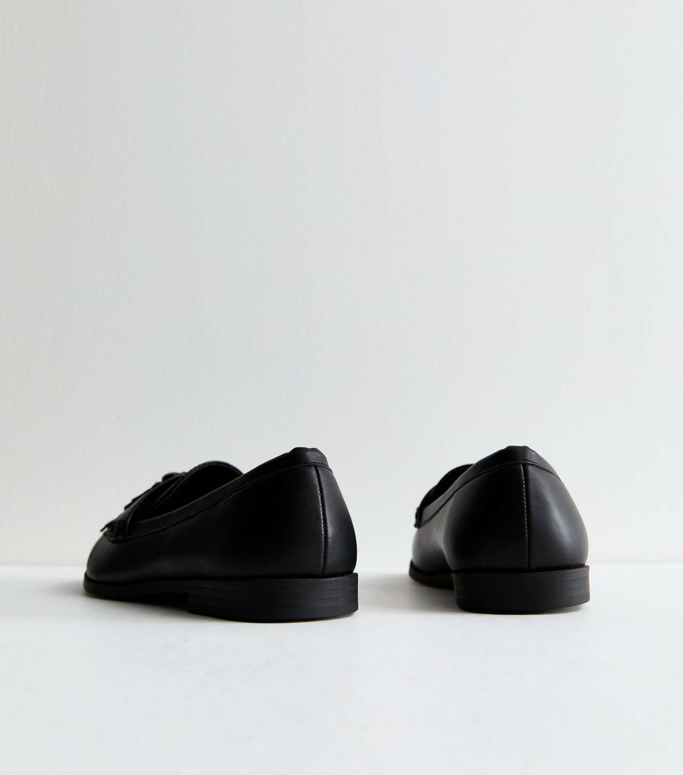 Wide Fit Black Leather-Look Tassel Front Loafers Image 4