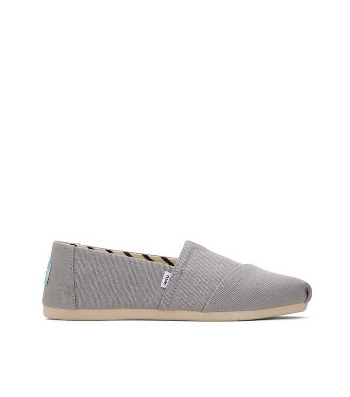 TOMS Pale Grey Canvas Slip On Espadrilles