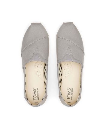 TOMS Pale Grey Canvas Slip On Espadrilles New Look