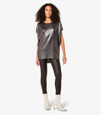 Apricot Silver Short Sleeve Top New Look