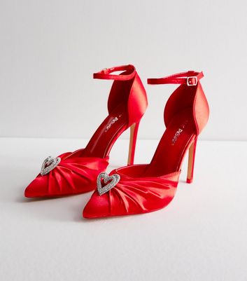 Red satin sale court shoes