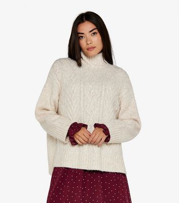 Apricot Cream Cable Knit High Neck Jumper New Look