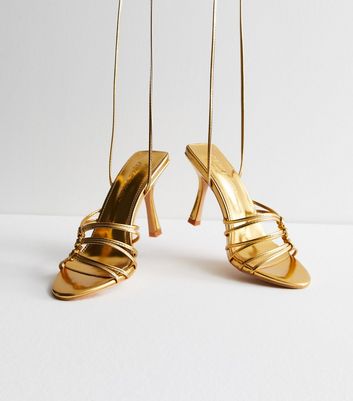 Public Desire Gold Strappy Heeled Sandals New Look