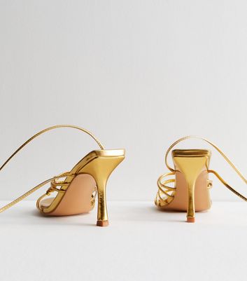 Public Desire Gold Strappy Heeled Sandals New Look