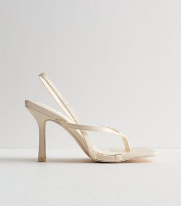 Cream Chain Ankle Strap Stiletto Heel Sandals | New Look