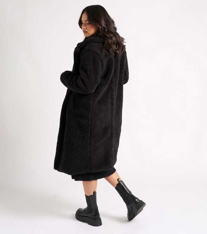 Urban Bliss Black Borg Long Coat | New Look