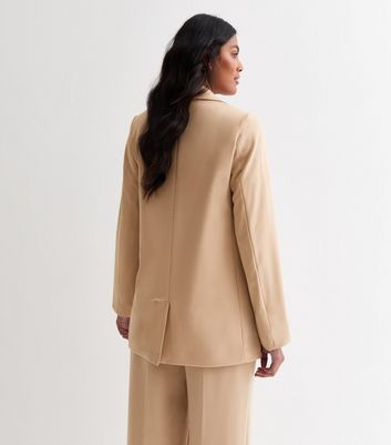 Camel Button Front Blazer New Look
