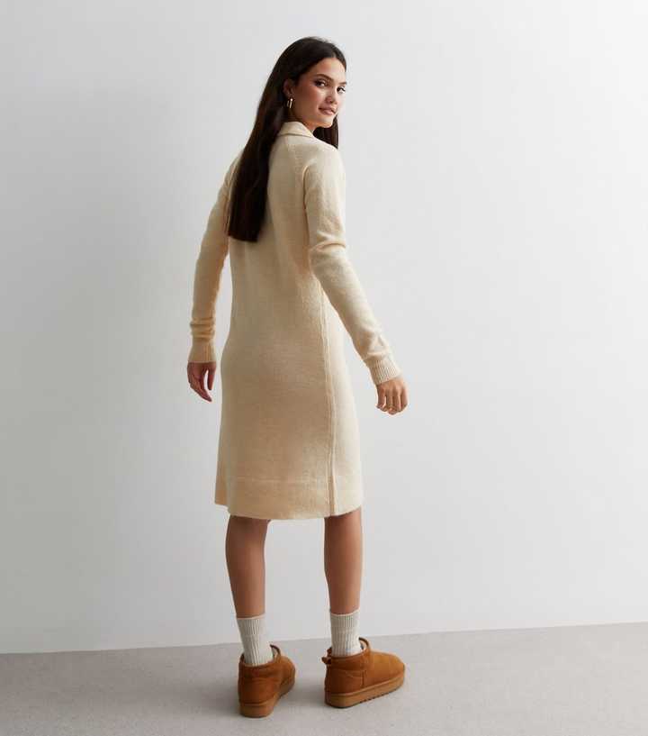 Collared Sweater Dress- Cream