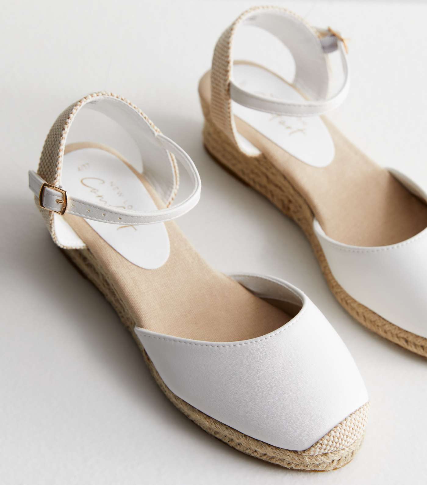White Low Wedge Espadrille Sandals Image 4