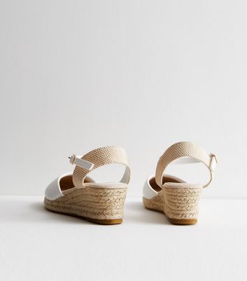 White Low Wedge Espadrille Sandals New Look