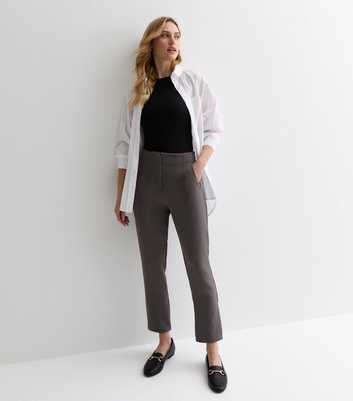 Grey Dart Pleat Tapered Trousers