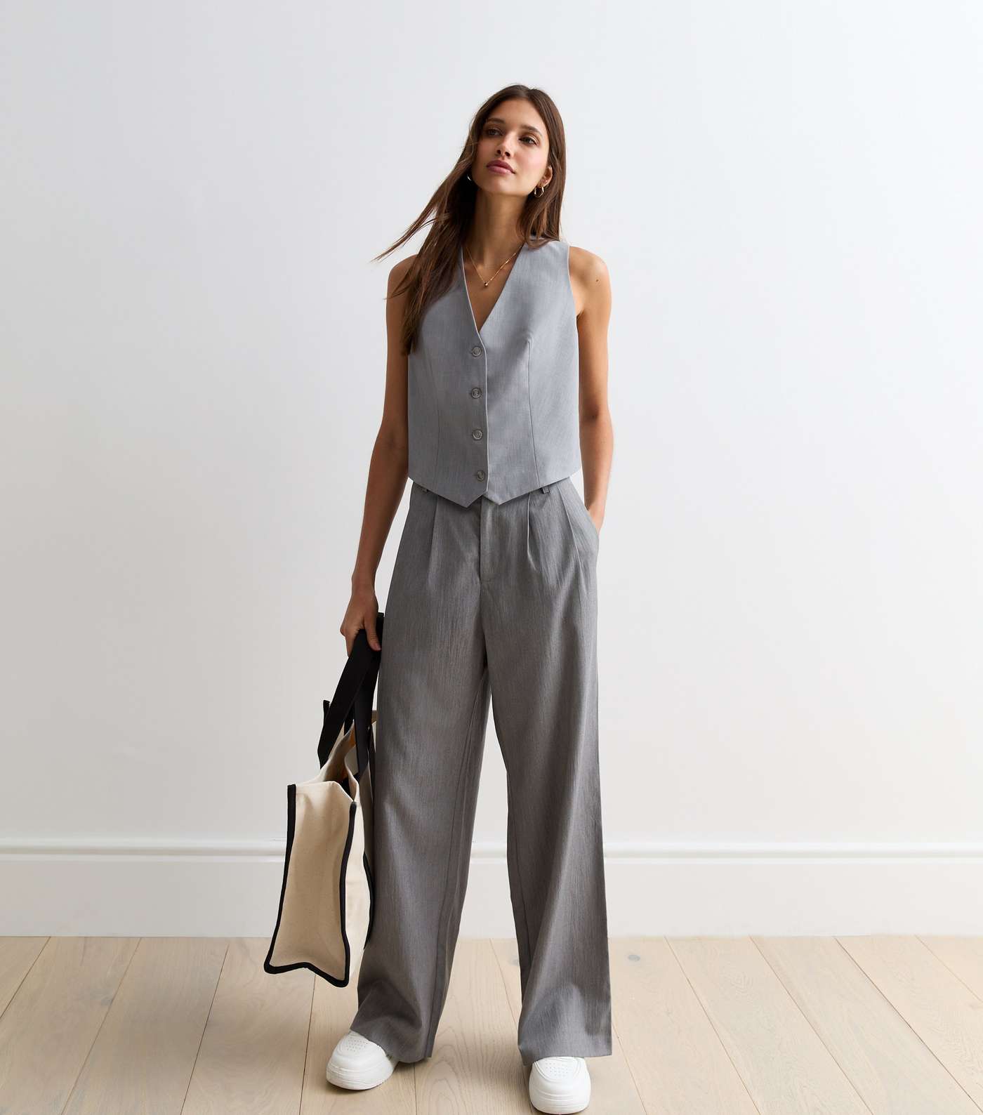 Grey Marl Button Front Waistcoat Image 3