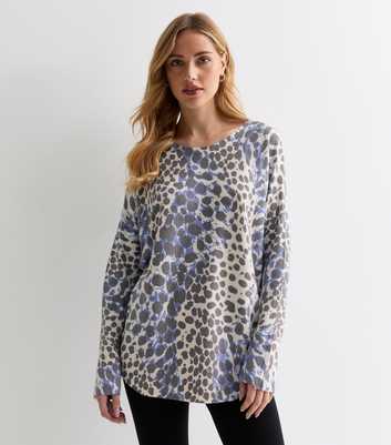 Blue Vanilla Blue Leopard Print Knit Jumper