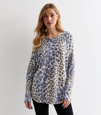 Blue cheetah print clearance sweater