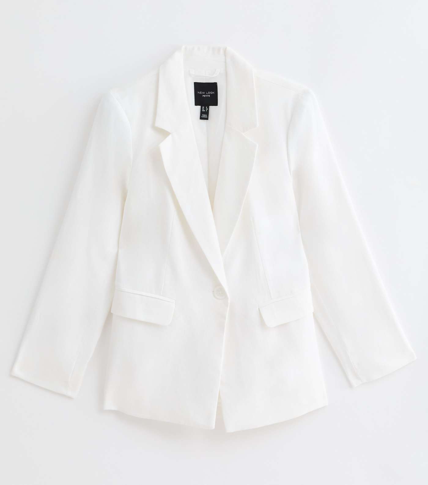 Petite White Single Breasted Linen-Blend Blazer Image 5