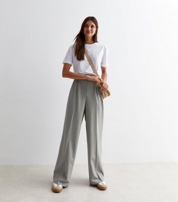 Basics High Waisted Grey Marl Culotte Trousers