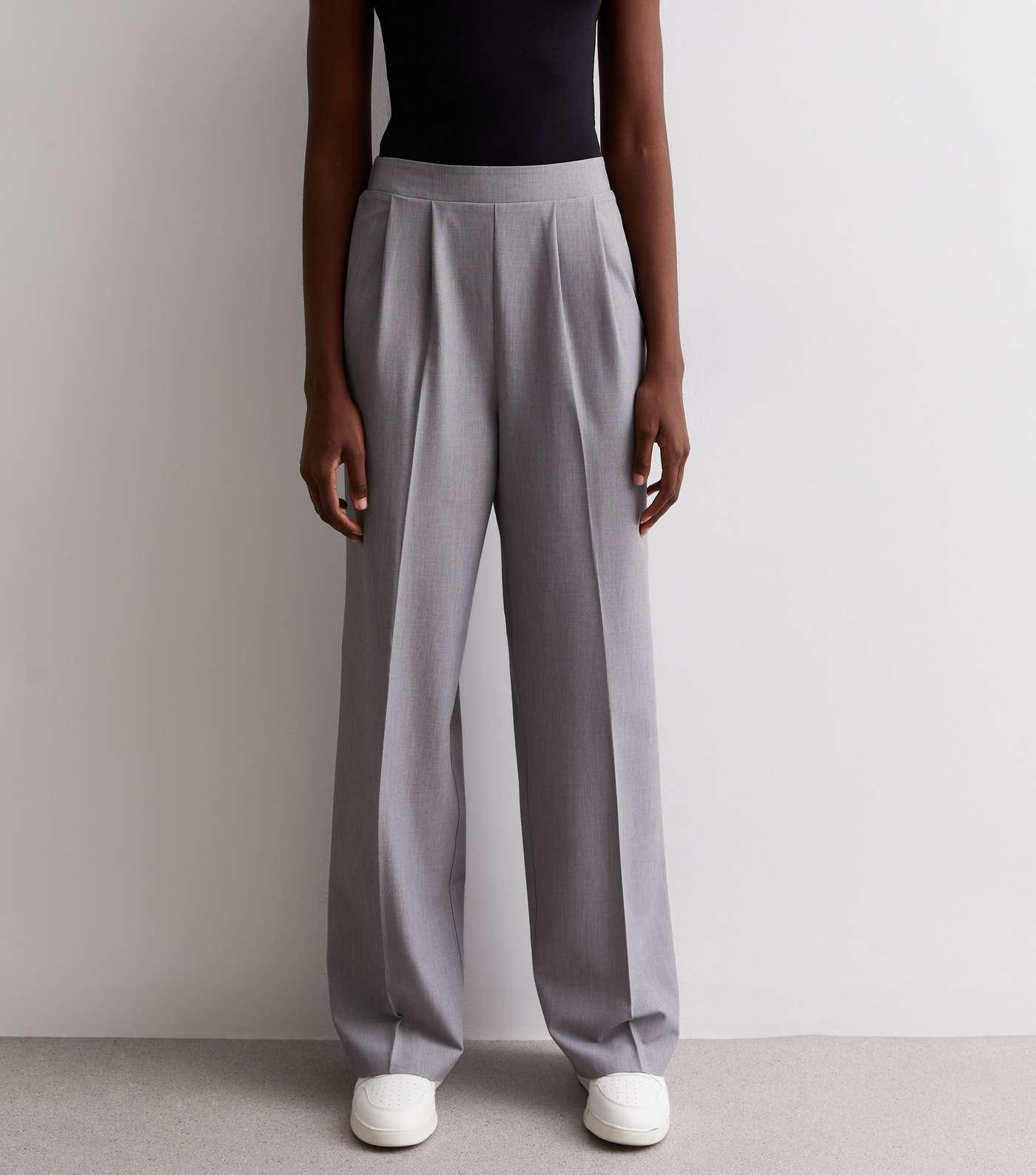 Tall Grey Marl Wide Leg Trousers Image 3