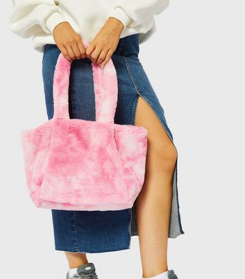 Skinnydip Mid Pink Fluffy Tie Dye Tote Bag New Look