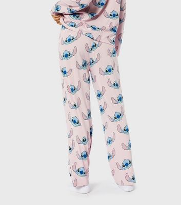 Skinnydip Pink Cotton Trouser Pyjama Set with Stitch Print New Look