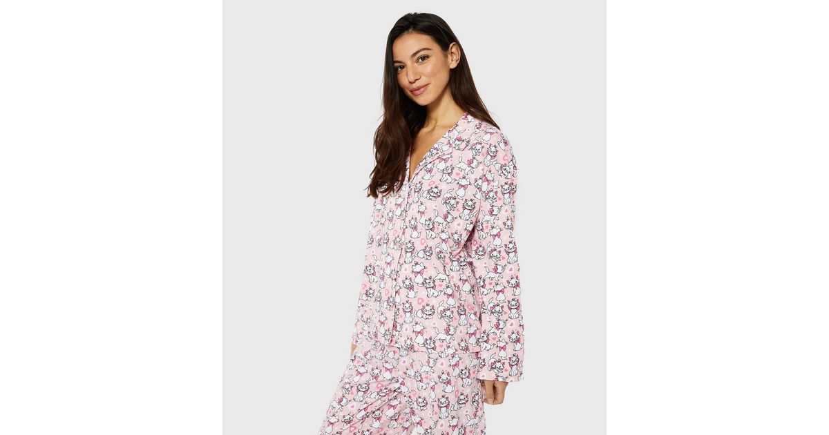 Skinnydip Pink Cotton Trouser Pyjama Set with Disney Marie Print | New Look
