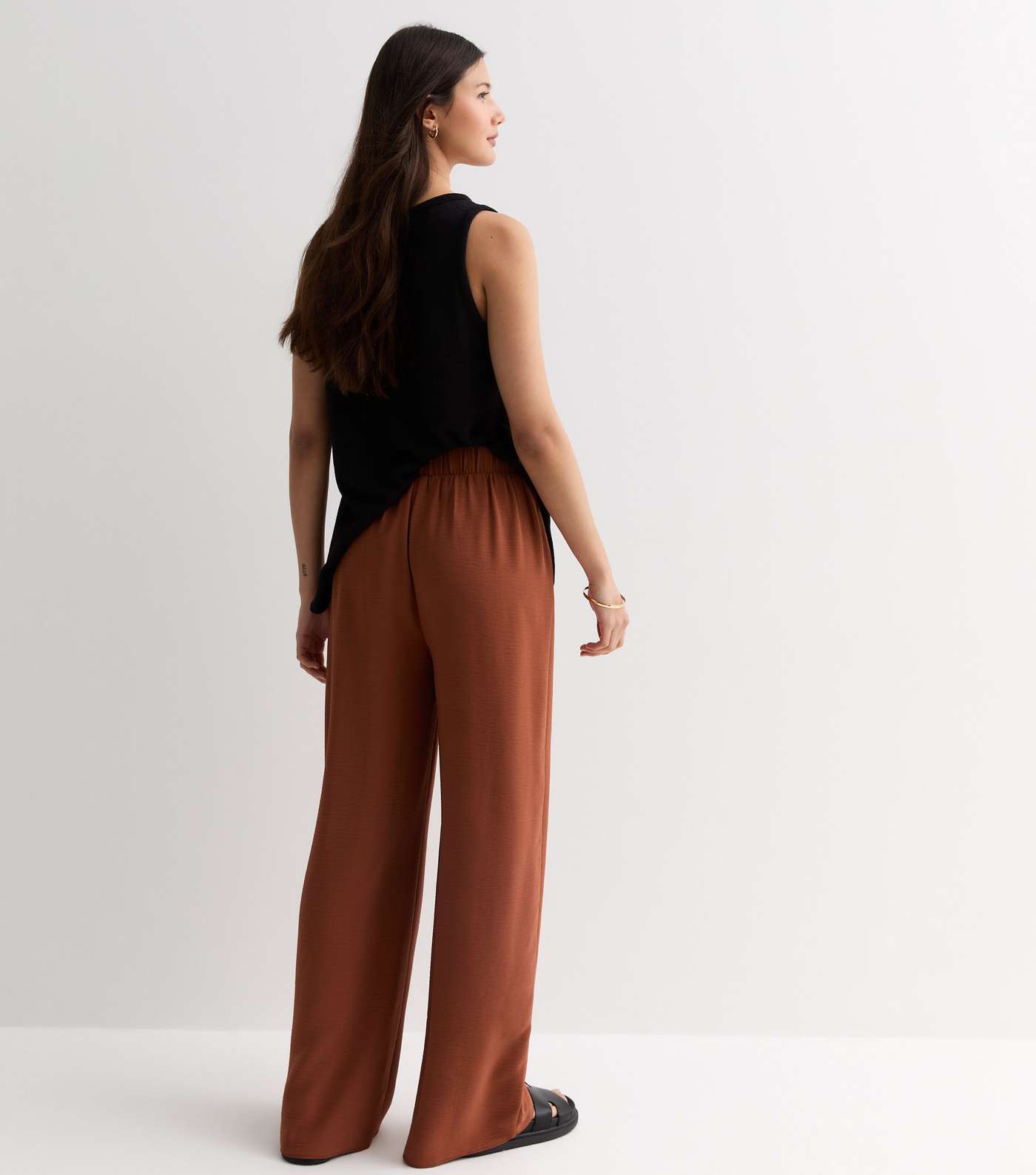 Rust Wide Leg Trousers Image 4