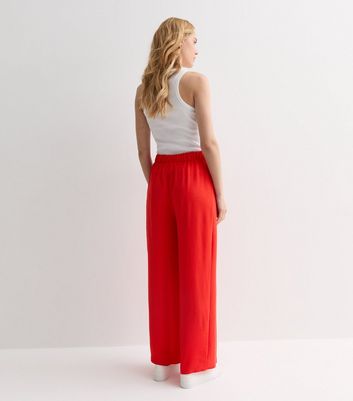 Red Wide Leg Trousers New Look