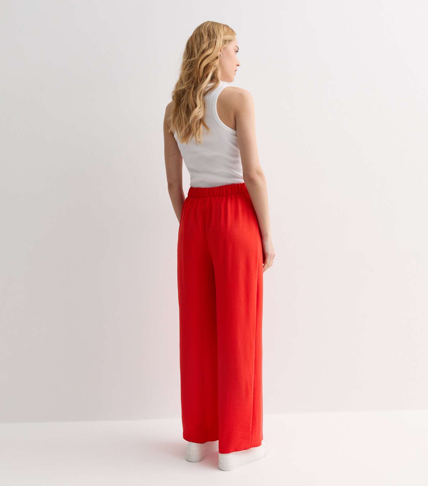 Red Wide Leg Trousers Image 4