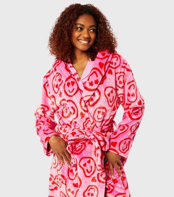 Pink fleece dressing clearance gown