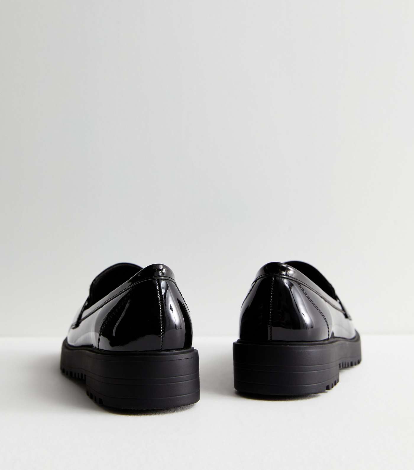 Black Patent Tassel Trim Chunky Loafers Image 4