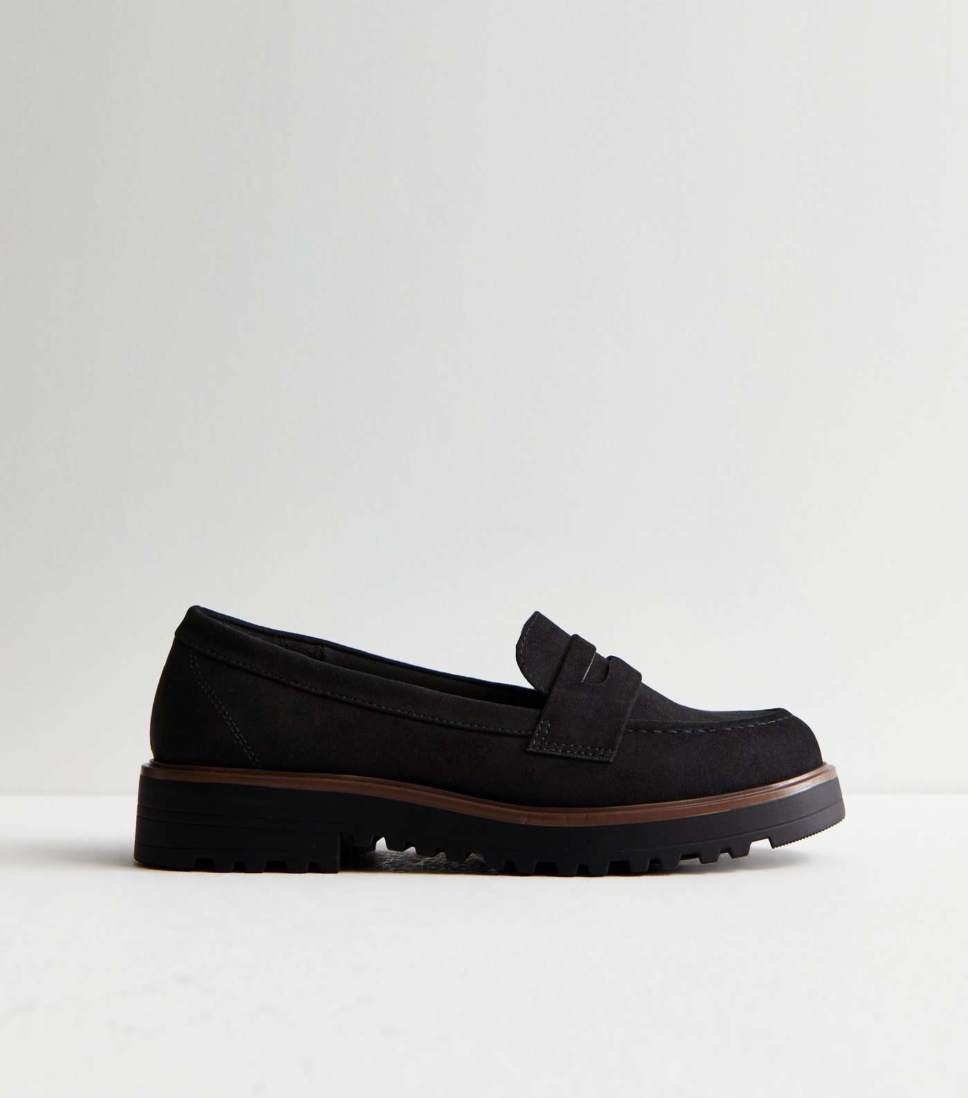 Black Suedette Chunky Loafers Image 3