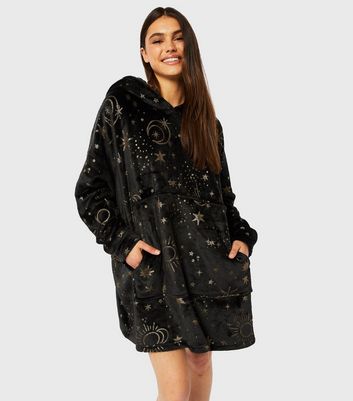 Skinnydip Black Celestial Print Blanket Hoodie New Look