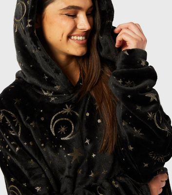 Skinnydip Black Celestial Print Blanket Hoodie New Look