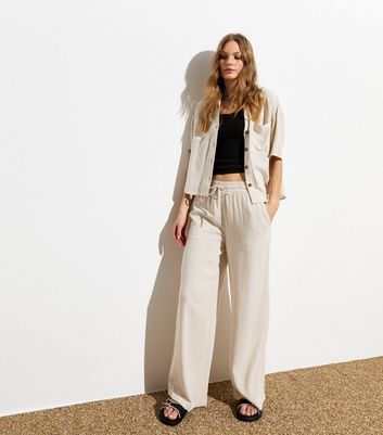 New Look linen cropped trouser in white | ASOS
