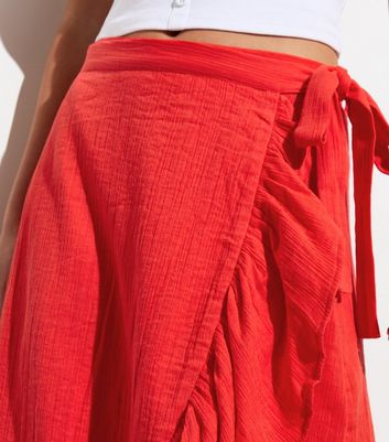 New look fashion red midi skirt