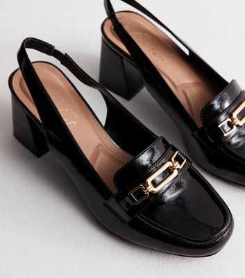 Mid heel hot sale loafers black