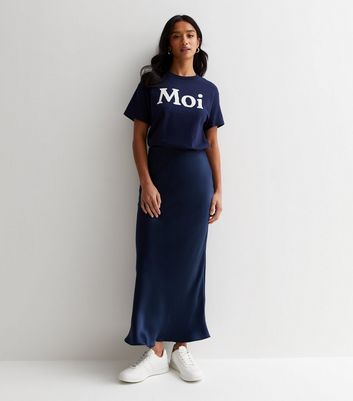 Navy petite shop midi skirt