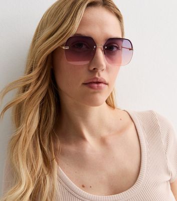 Pink Tinted Gradient Sunglasses New Look