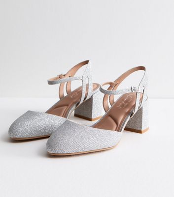 Silver low heel wide fit shoes on sale