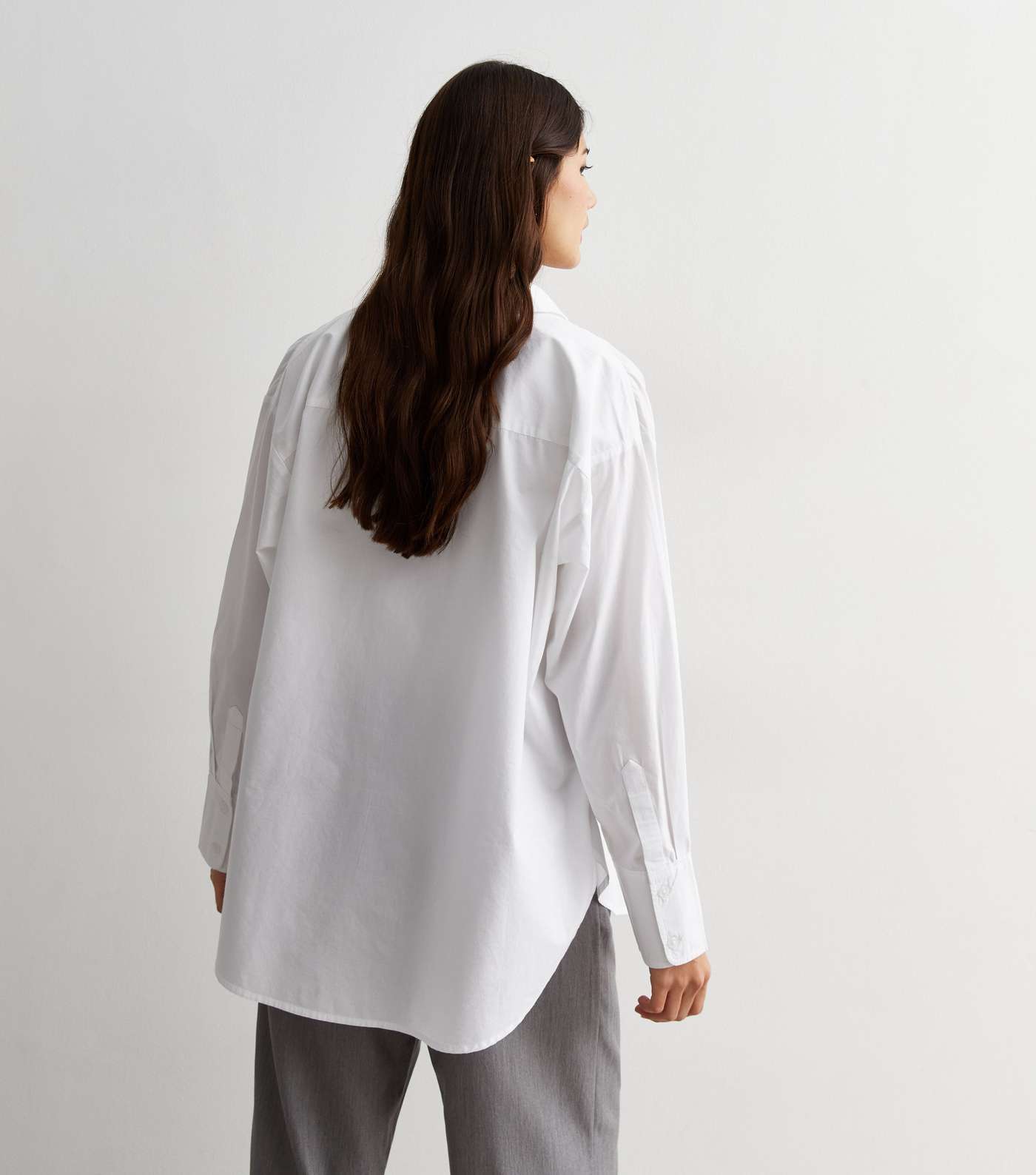 White Poplin Cotton Shirt Image 4