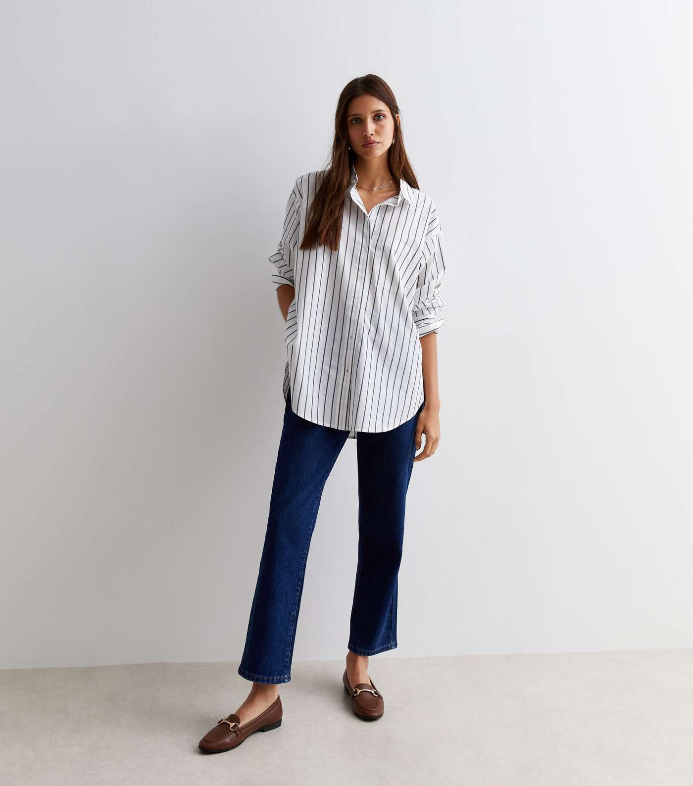 Blue Stripe Poplin Long Sleeve Shirt Image 5