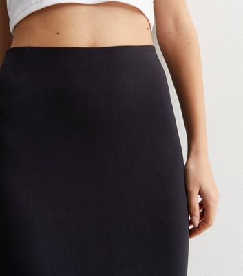 Jersey knit black mini skirt sale