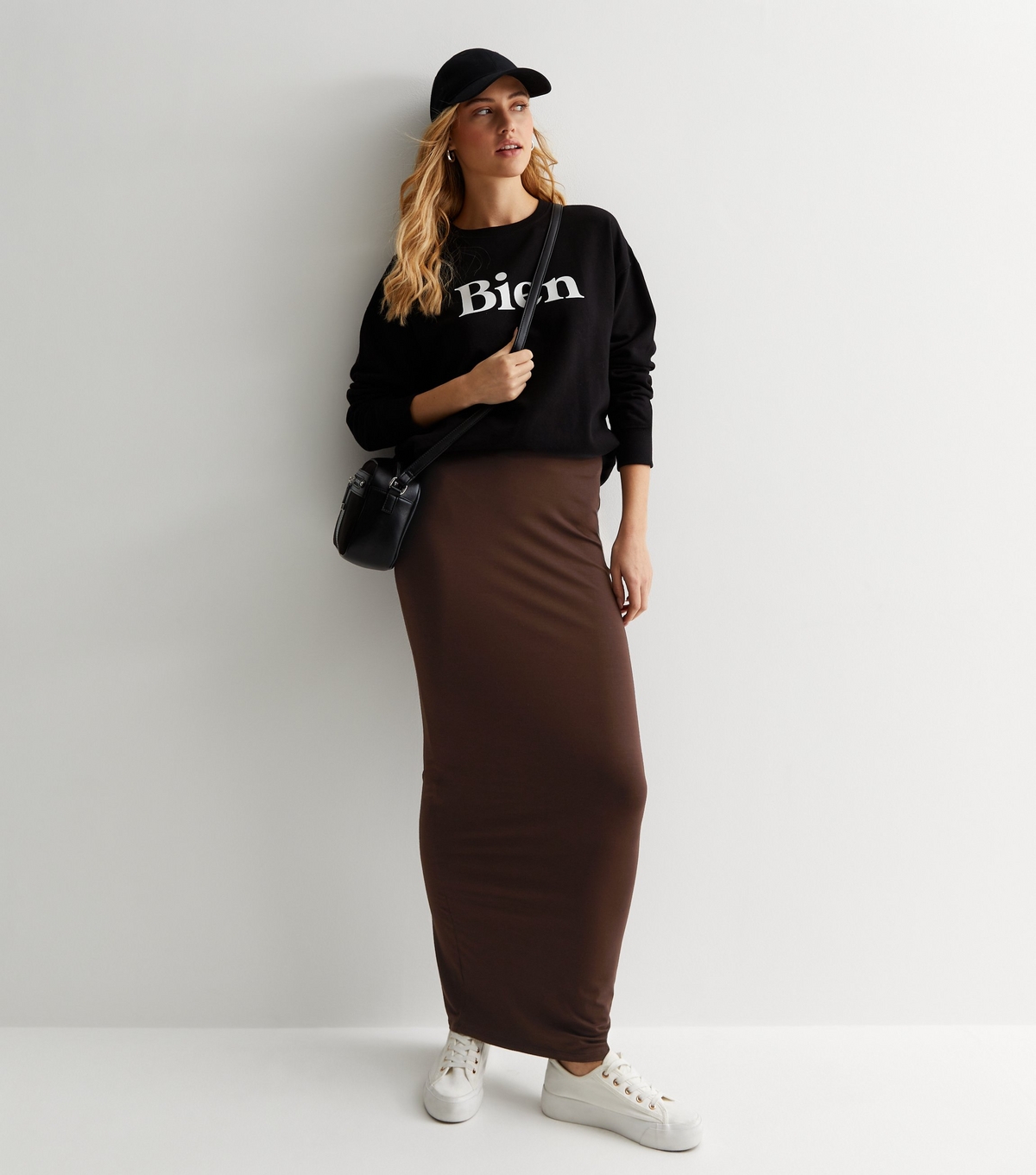 Women's Dark Brown Jersey Maxi Skirt New Look