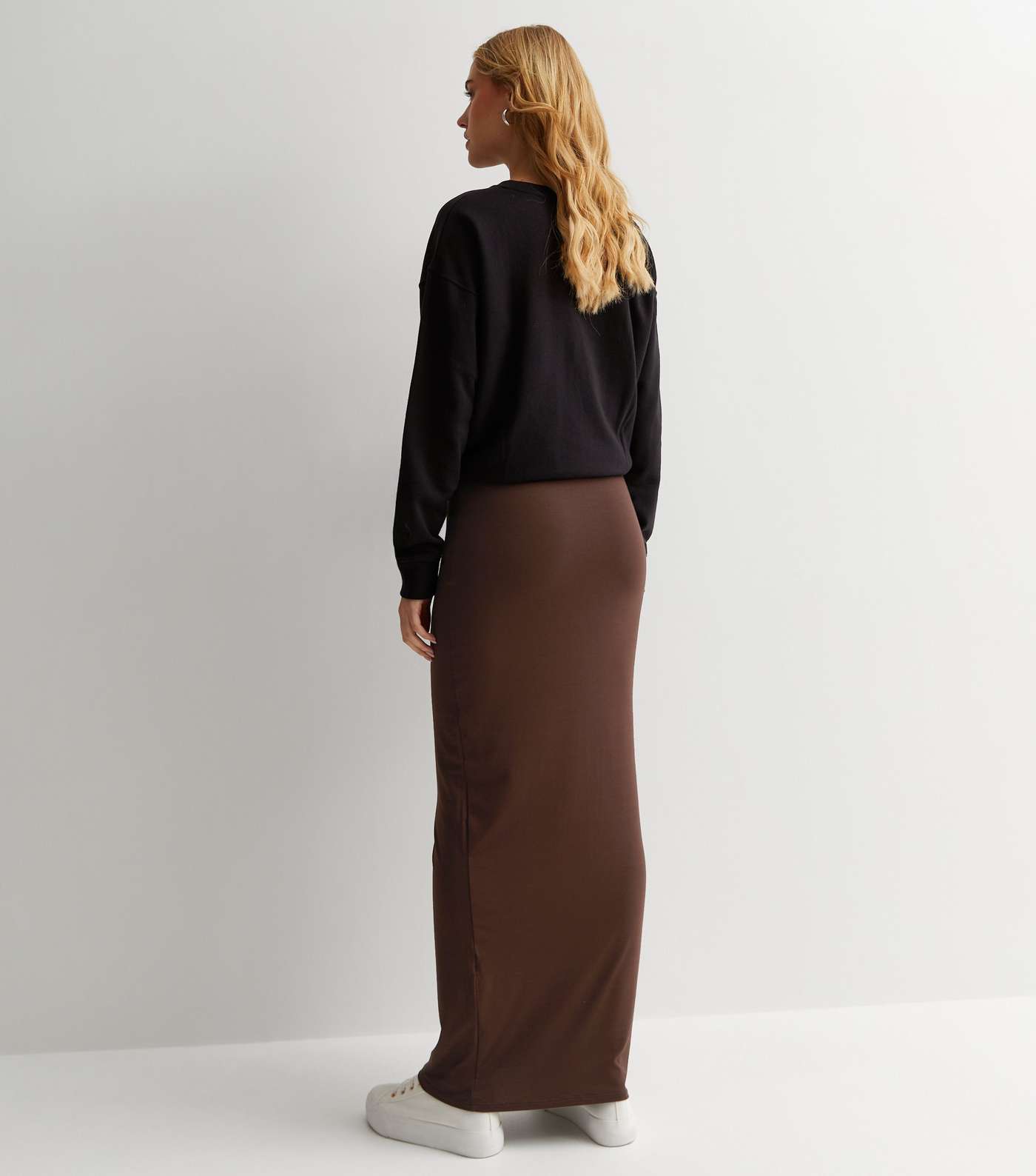 Dark Brown Jersey Maxi Skirt Image 4