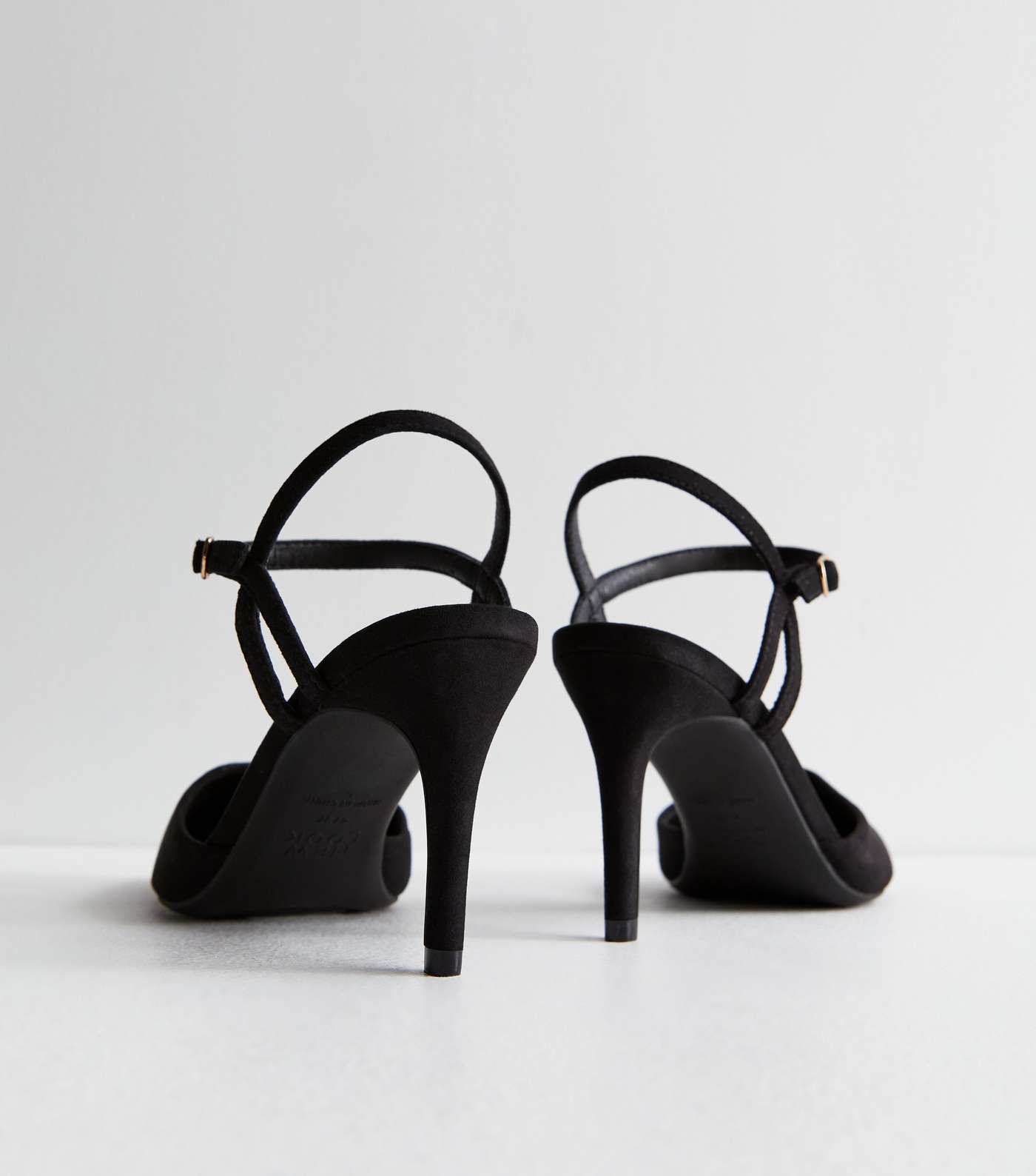 Black Suedette Pointed Stiletto Heel Court Shoes Image 4