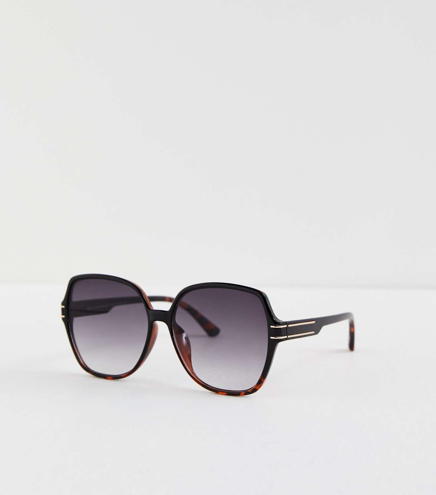 Black Tortoiseshell Effect Square Frame Sunglasses Image 2