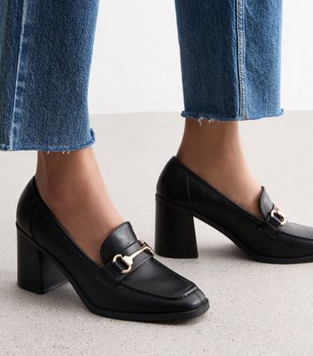 Womens block hot sale heel loafers