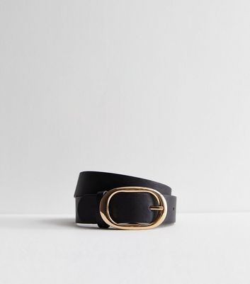 Black Oval Buckle Belt | New Look